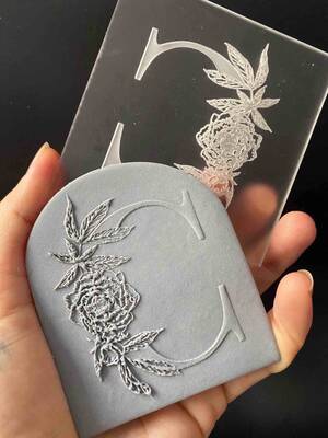Pop-it stamp kaşe FLORAL ALFABE FULL SET (harf boyu 5,5 cm); 8,0*8,0 cm - 3