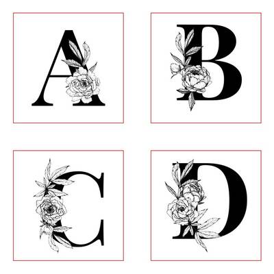 Pop-it stamp kaşe FLORAL ALFABE FULL SET (harf boyu 5,5 cm); 8,0*8,0 cm - 4