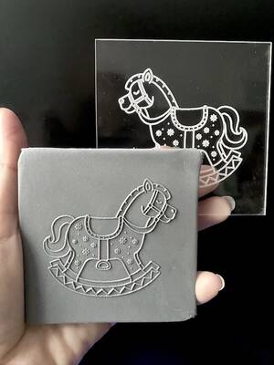 Pop-it acrylic stamp Rocking Horse; 8*8 cm - 1