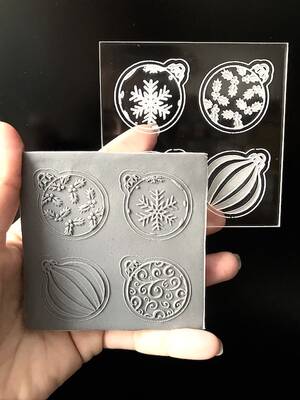 Pop-it acrylic stamp Set of Ornaments; 8*8 cm - 1