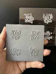 Pop-it stamp kaşe Sevgililer Günü Kelimeler; 8,0*8,0 cm