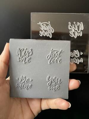 Pop-it stamp kaşe Sevgililer Günü Kelimeler; 8,0*8,0 cm - 1