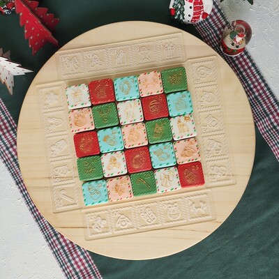 Pop-it stamp kaşe ve kesici seti NOEL TAKVİMİ; 4 cm bölmeli - 4