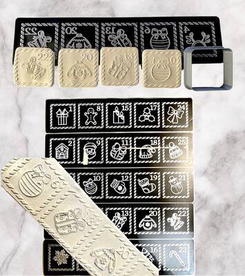 Pop-it stamp kaşe ve kesici seti NOEL TAKVİMİ; 4 cm bölmeli - 1