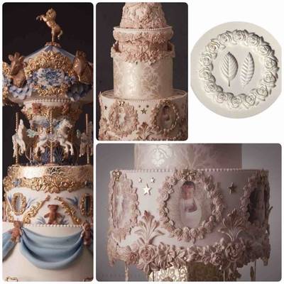 Silikon kalıp Güllü çerçeve yuvarlak; 8,5 cm - 1