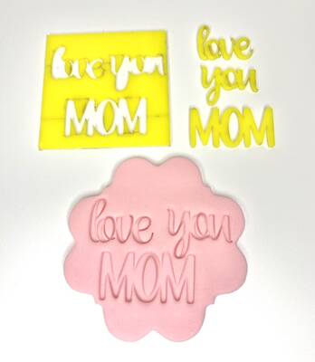 Stamp kaşe LOVE YOU MOM; 7,0*7,0 cm - 1