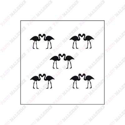 Stencil Kissing Flamingos; 15*15 cm - 1