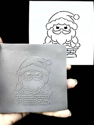 Stencil Santa on the Chimney; 9*9 cm - 1
